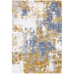 Tapis de salon Asmara Or et Bleu salle manger bureau