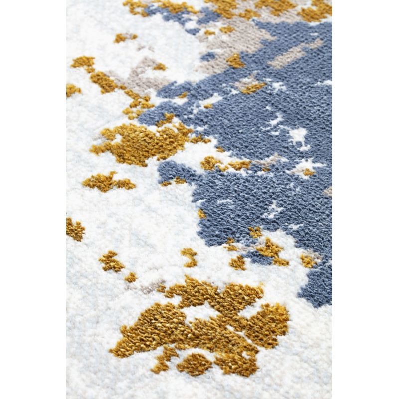Tapis de salon Asmara Or et Bleu classique polyester qualité