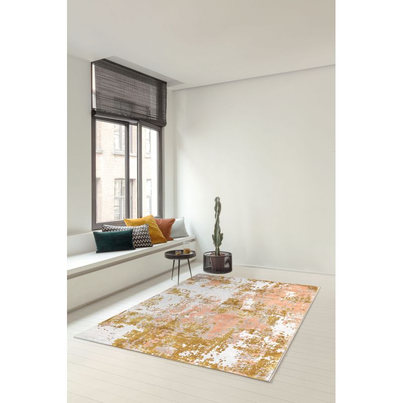 Tapis de salon Asmara Or et Rose decoration bureau
