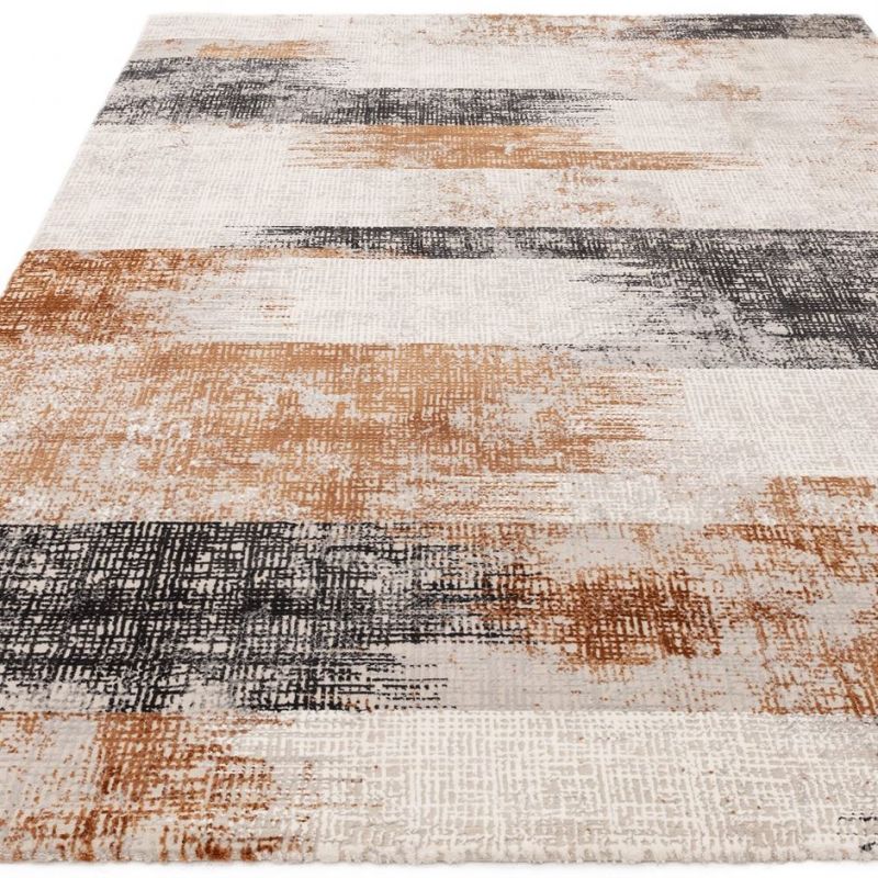 Tapis de salon enfibres synthétiques Altaï Lines terracotta