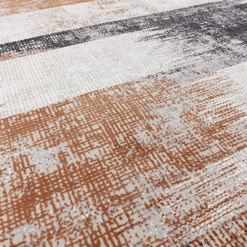 Tapis de salon enfibres synthétiques Altaï Lines terracotta