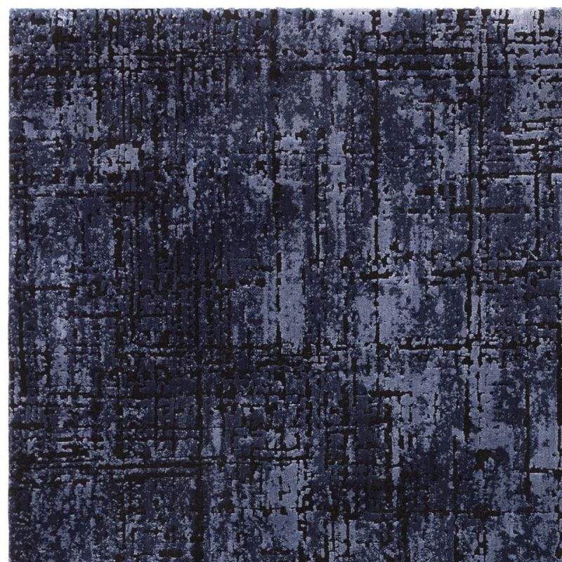 Tapis moderne en fibres synthétiques Altaï Abstrait bleu marine