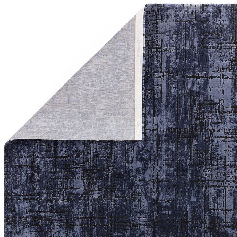 Tapis moderne en fibres synthétiques Altaï Abstrait bleu marine