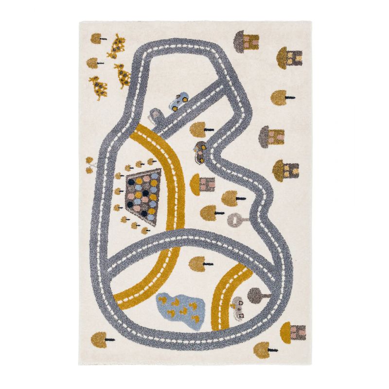 Tapis chambre Enfant Circuit jaune et bleu