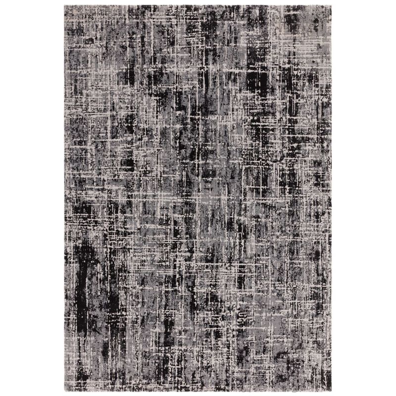 Tapis moderne en fibres synthétiques Altaï Abstrait noir