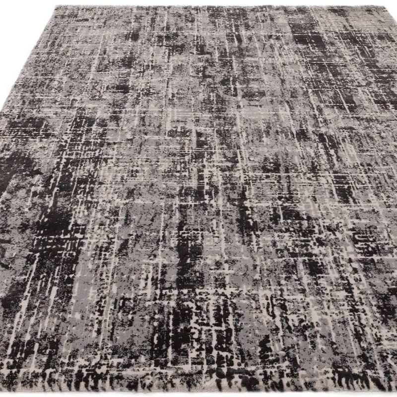 Tapis moderne en fibres synthétiques Altaï Abstrait noir