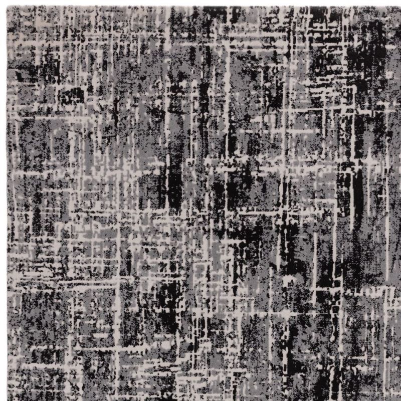 Tapis moderne en fibres synthétiques Altaï Abstrait noir