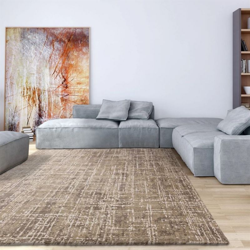 Tapis moderne en fibres synthétiques Altaï Abstrait beige