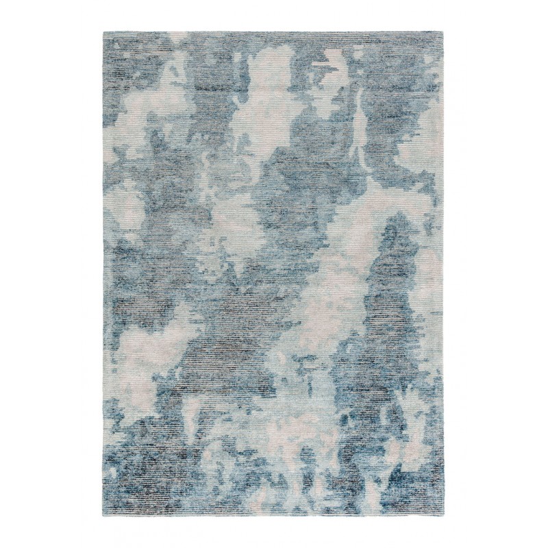 Tapis de salon Design en laine et viscose Erode Bleu - LIGNE PURE