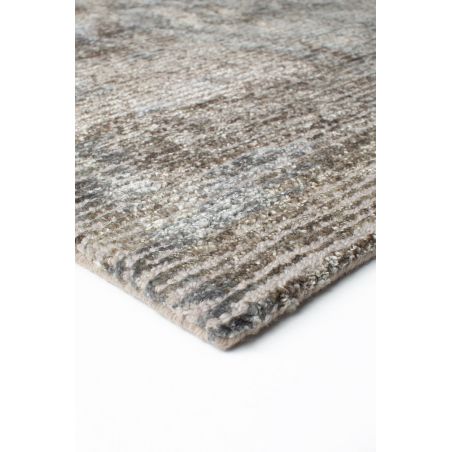 Tapis moderne beige avec franges en laine et viscose