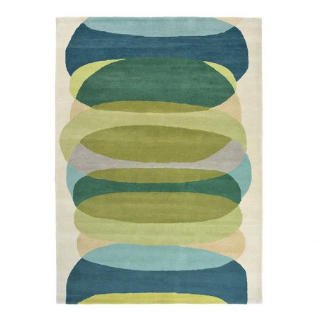 Tapis en laine formes géométriques vert et bleu Elliptic