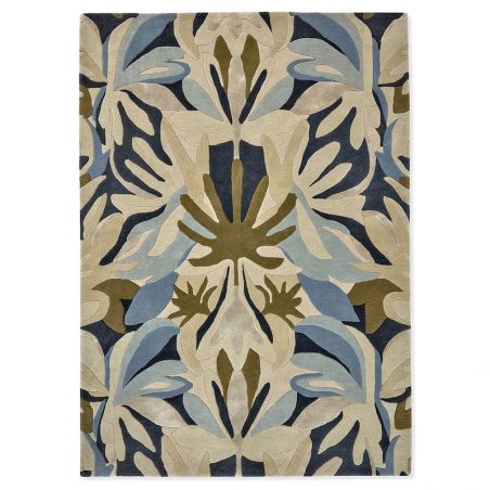 Tapis en laine formes géométriques vert et bleu Elliptic