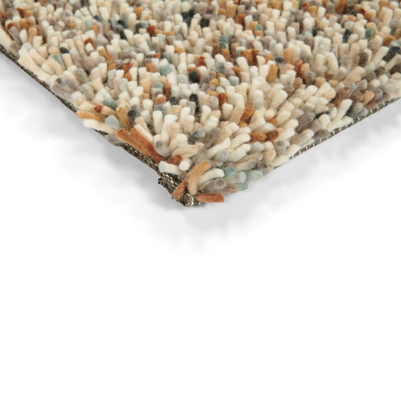 Tapis à longues mèches crème bleu mauve et marron pop-art