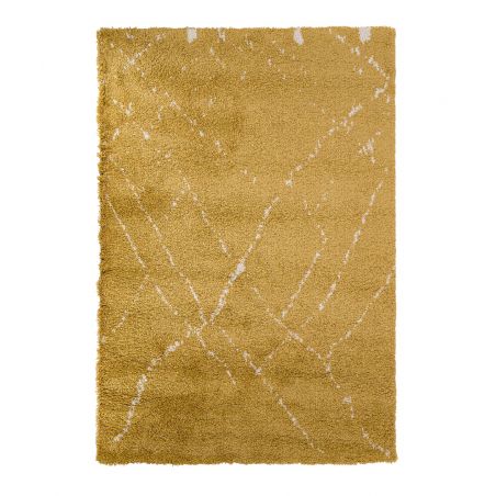 Tapis shaggy doux 100% polypropylène style berbère Sahara safran