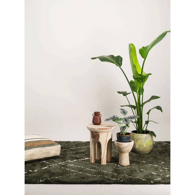 Tapis shaggy doux 100% polypropylène style berbère Sahara vert