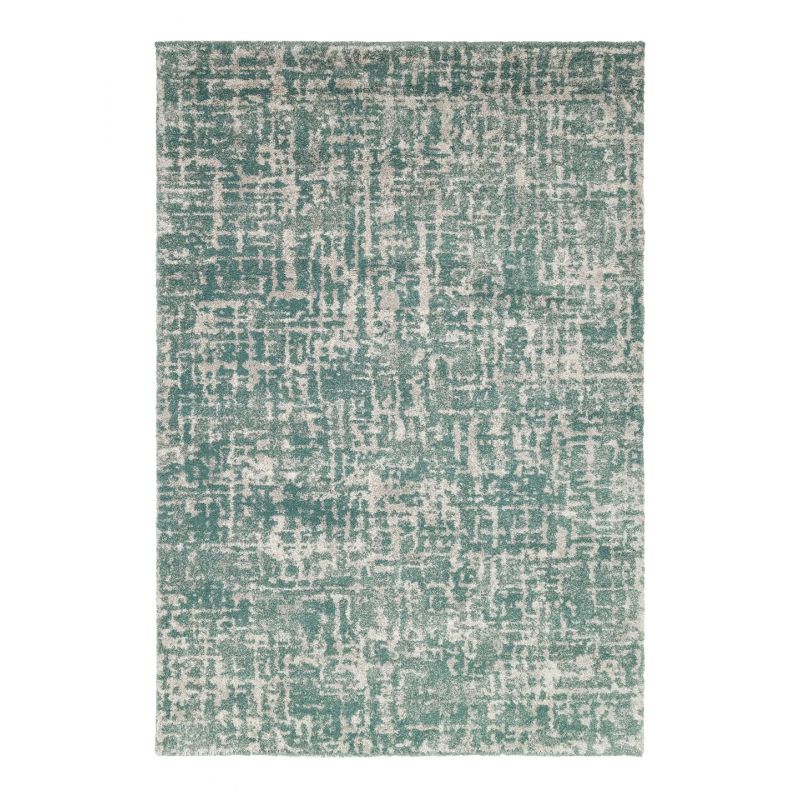 Tapis shaggy doux 100% polypropylène motif fondu Sequence vert sauge