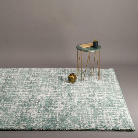 Tapis shaggy doux 100% polypropylène motif fondu Sequence vert sauge Tapis shaggy doux 100% polypropylène motif fondu Sequence vert sauge