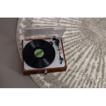 Tapis rond doux 100% polypropylène Iris gris et écru Tapis rond doux 100% polypropylène Iris gris et écru
