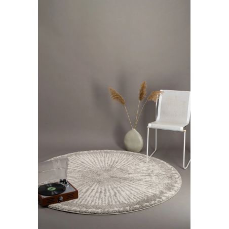 Tapis rond doux 100% polypropylène Iris gris et écru Tapis rond doux 100% polypropylène Iris gris et écru