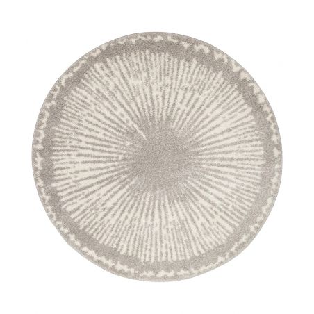 Tapis rond doux 100% polypropylène Iris gris et écru Tapis rond doux 100% polypropylène Iris gris et écru