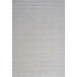 Tapis de salon à reliefs en fibres synthétiques Laïka écru