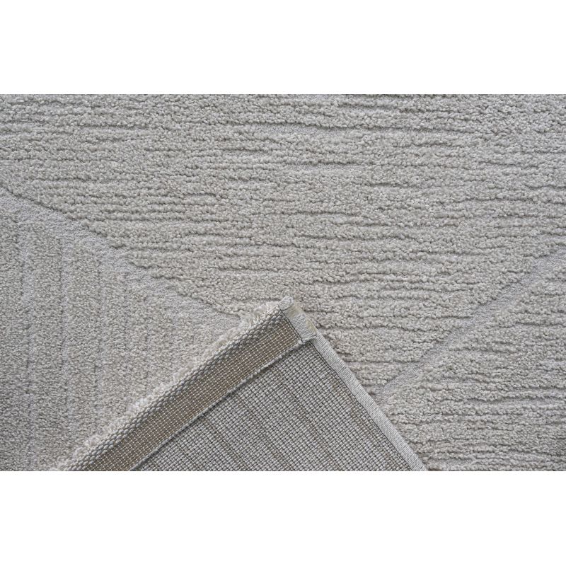 Tapis de salon à reliefs en fibres synthétiques Laïka écru