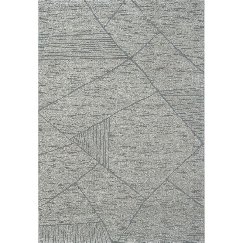 Tapis de salon à reliefs en fibres synthétiques Laïka gris et gris anthracite
