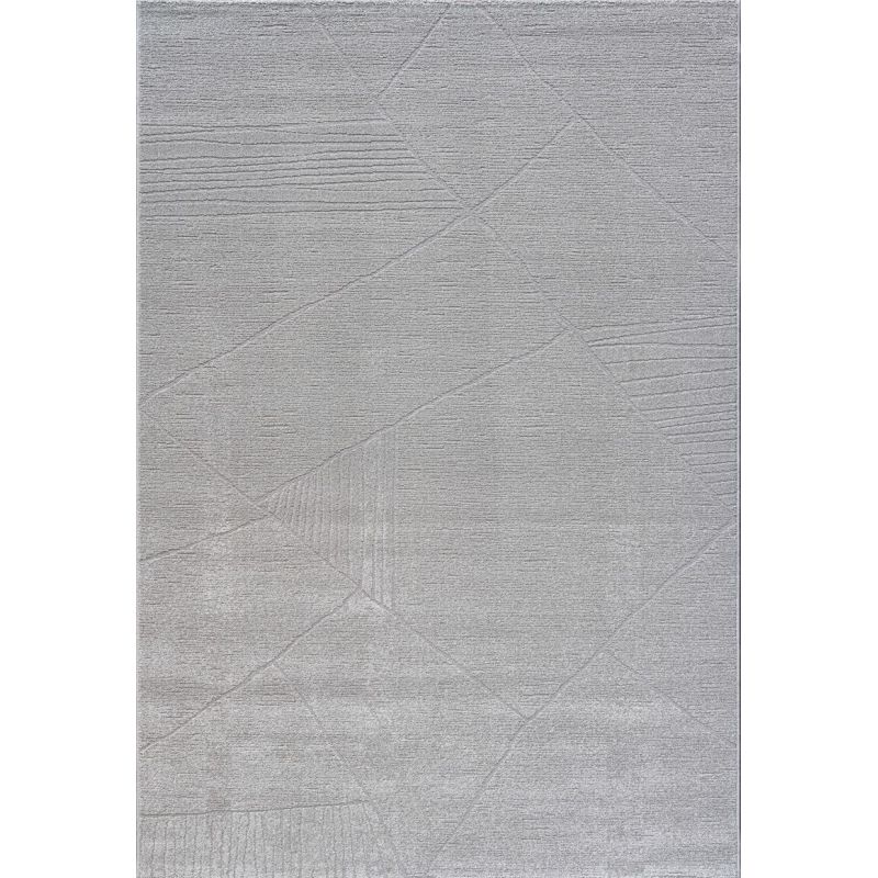 Tapis de salon à reliefs en fibres synthétiques Laïka gris