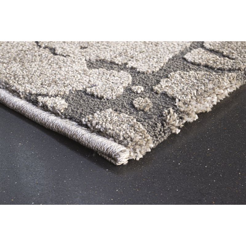 Tapis de salon à reliefs en fibres synthétiques Anaba gris et gris anthracite