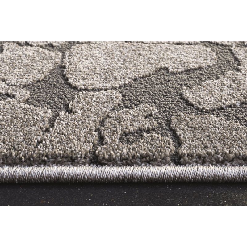 Tapis de salon à reliefs en fibres synthétiques Anaba gris et gris anthracite