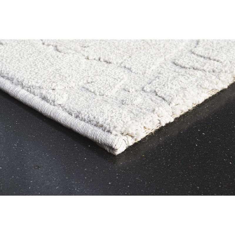 Tapis de salon à reliefs en fibres synthétiques Anaba écru