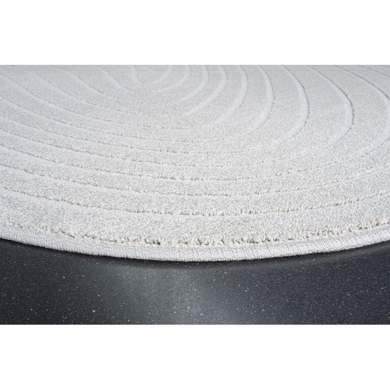 Tapis de salon forme originale galet en fibres synthétiques Halona écru