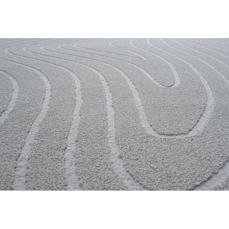 Tapis de salon forme originale galet en fibres synthétiques Halona écru