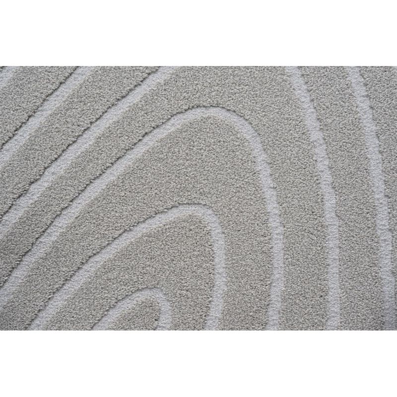 Tapis de salon forme originale galet en fibres synthétiques Halona écru