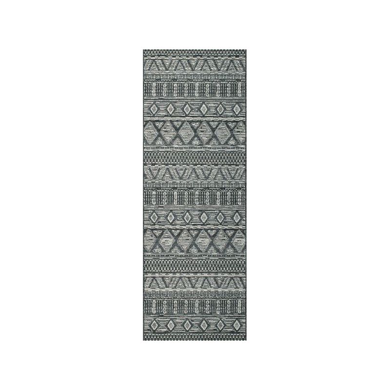 Tapis indoor/ outdoor en polypropylène motif ethnique Naya anthracite