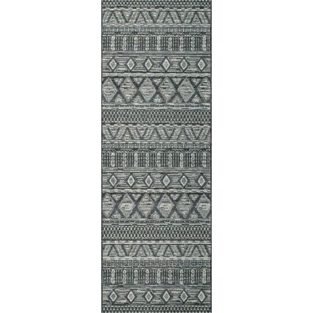 Tapis indoor/ outdoor en polypropylène motif ethnique Naya anthracite