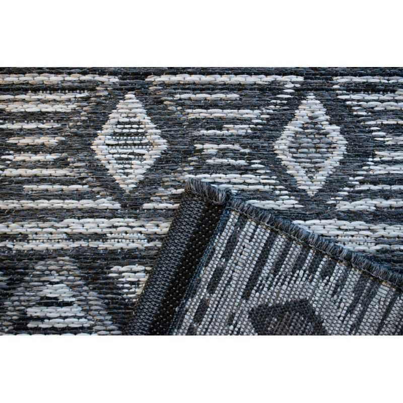 Tapis indoor/ outdoor en polypropylène motif ethnique Naya anthracite