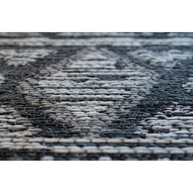 Tapis indoor/ outdoor en polypropylène motif ethnique Naya anthracite
