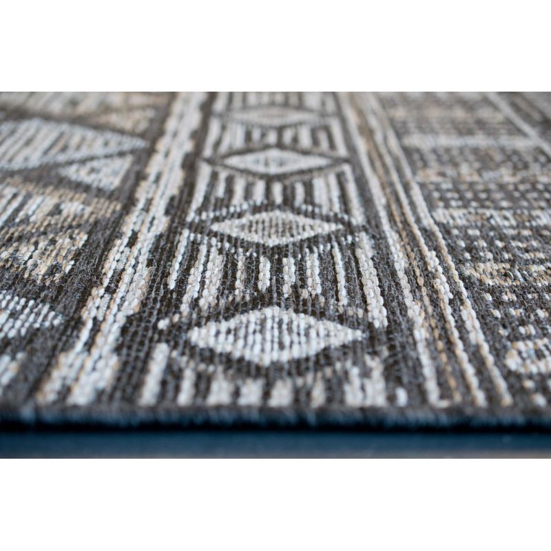 Tapis indoor/ outdoor en polypropylène motif ethnique Naya anthracite