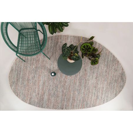 Tapis d'extérieur en forme de gallet RIVAGE terracotta et bleu Tapis d'extérieur en forme de gallet RIVAGE terracotta et bleu