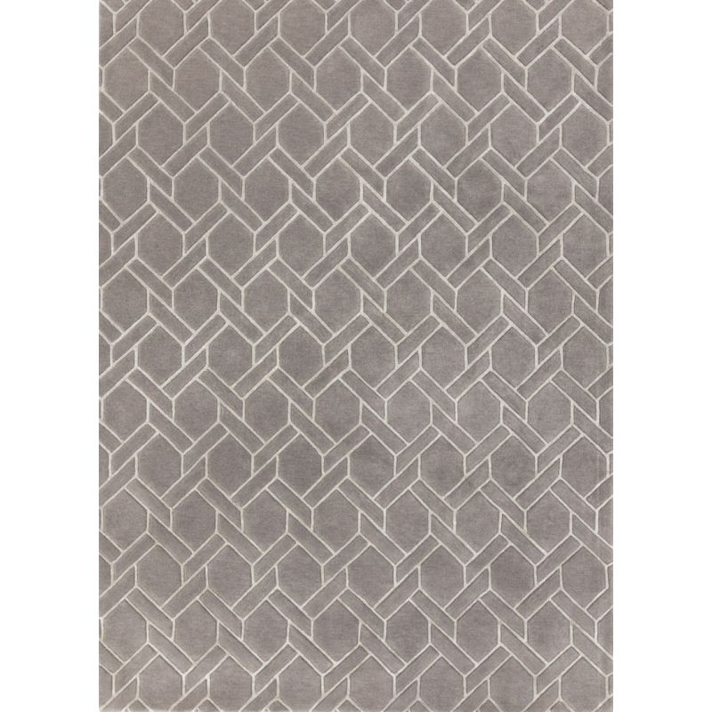 Tapis de salon prestige laine et viscose tufté main Kaveri gris et argent