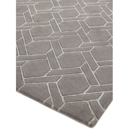 Tapis de salon prestige laine et viscose tufté main Kaveri gris et argent Tapis de salon prestige laine et viscose tufté main Kaveri gris et argent