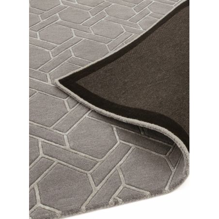 Tapis de salon prestige laine et viscose tufté main Kaveri gris et argent Tapis de salon prestige laine et viscose tufté main Kaveri gris et argent