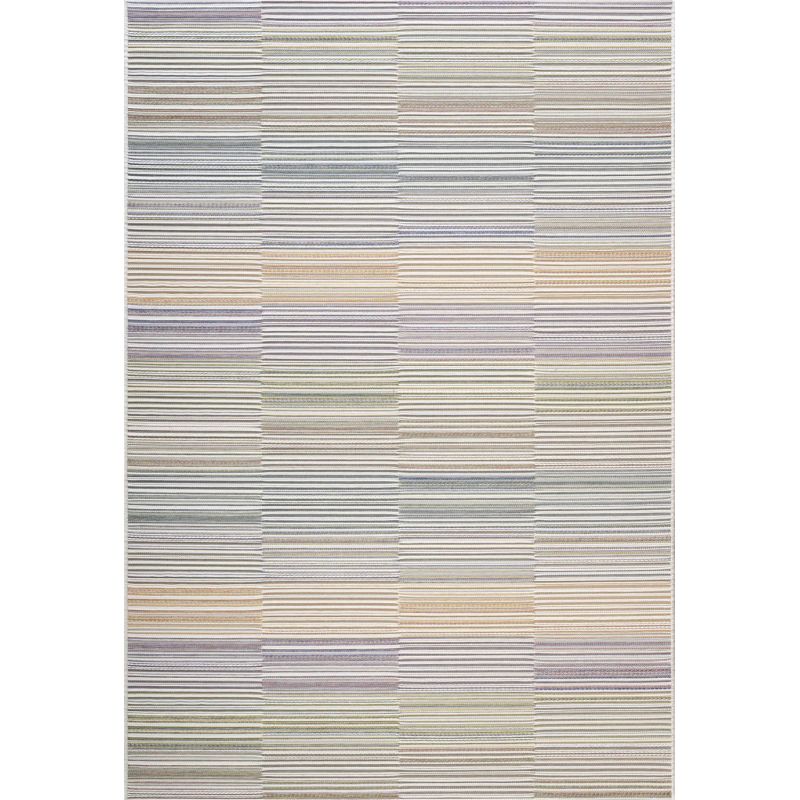 Tapis d'extérieur en polypropylène motif ligne Asha multicolore