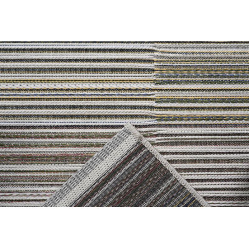 Tapis d'extérieur en polypropylène motif ligne Asha multicolore