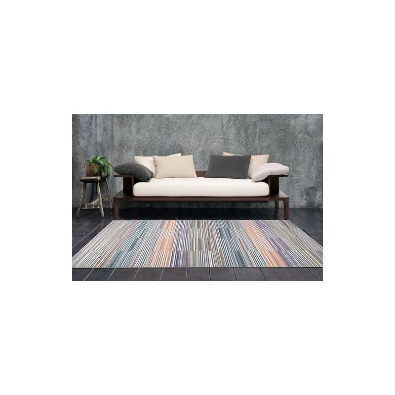 Tapis d'extérieur en polypropylène motif ligne Asha multicolore