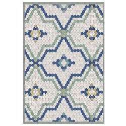 Tapis vinyle décoratif Tomettes Bleu vert cuisine bureau chambre enfants