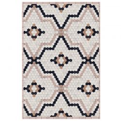 Tapis vinyle décoratif Tomettes Beige