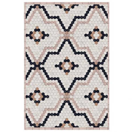 Tapis vinyle décoratif Tomettes Beige