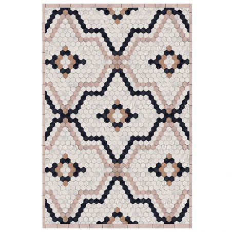 Tapis vinyle décoratif Tomettes Beige